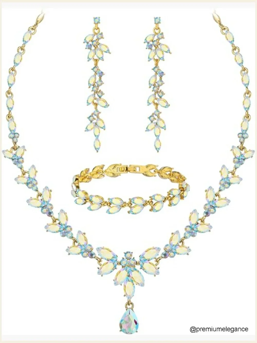 Bridal Jewelry Set - Crystal Necklace Earrings Bracelet Set for Wedding Party